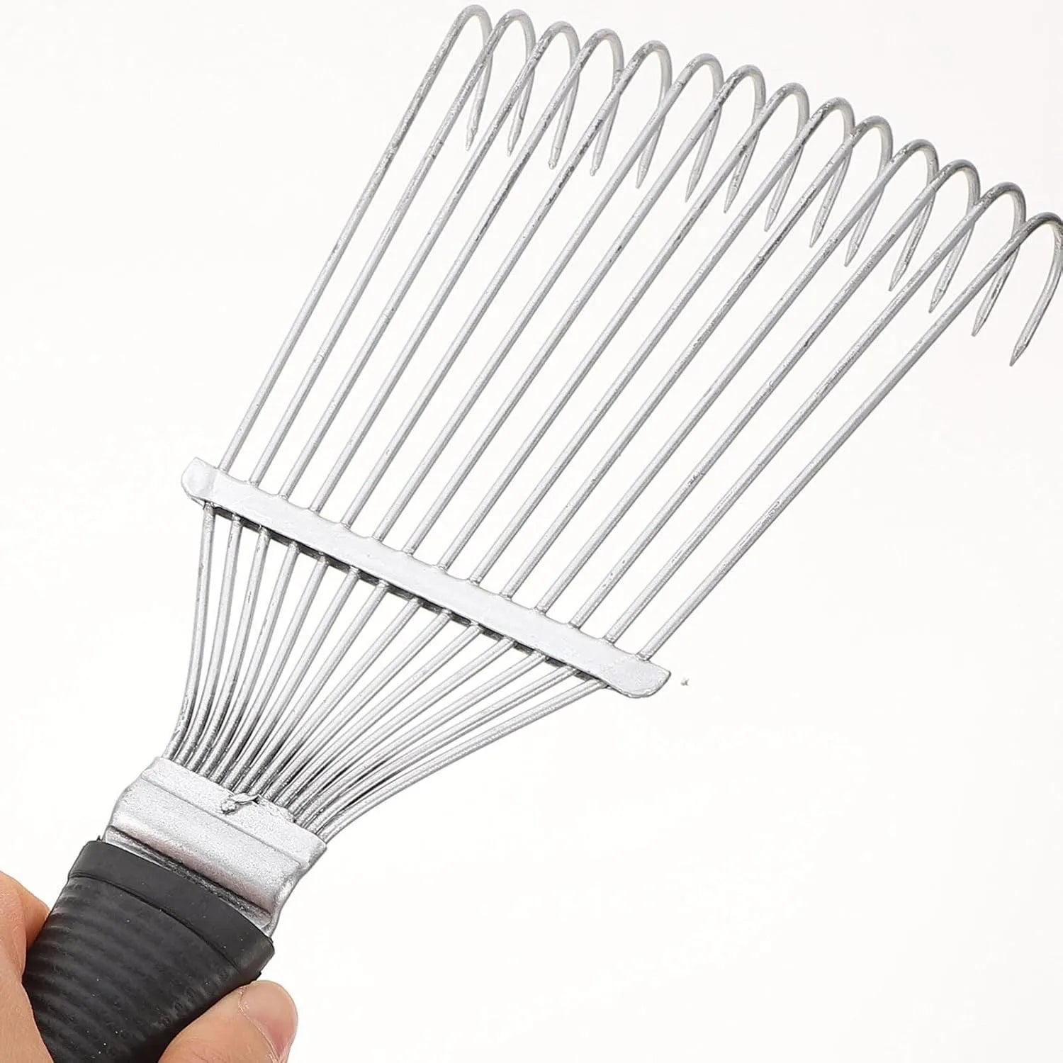 Black stainless steel dematting brush rake comb for animal grooming measuring 33cm long
