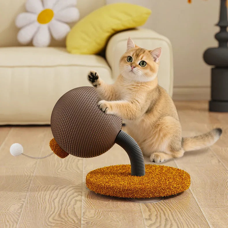 Hemp rope cat scratch board in large and small sizes with tumbler and grasping ball design options
