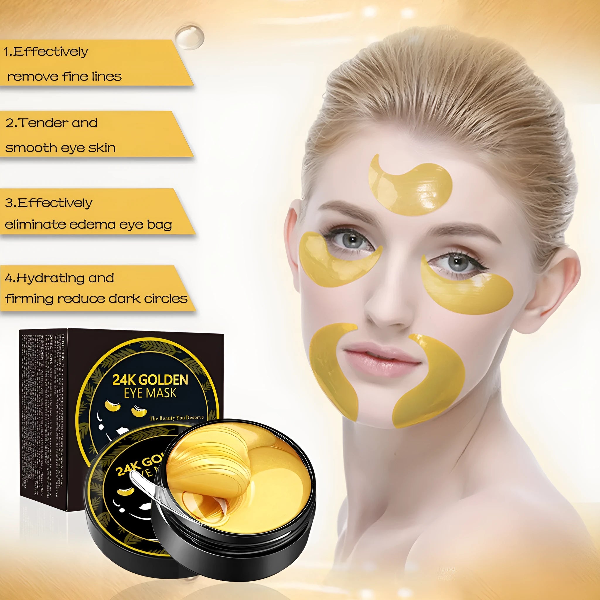 Moisturising gold eye mask for universal skin type hydration with 180 net content per box