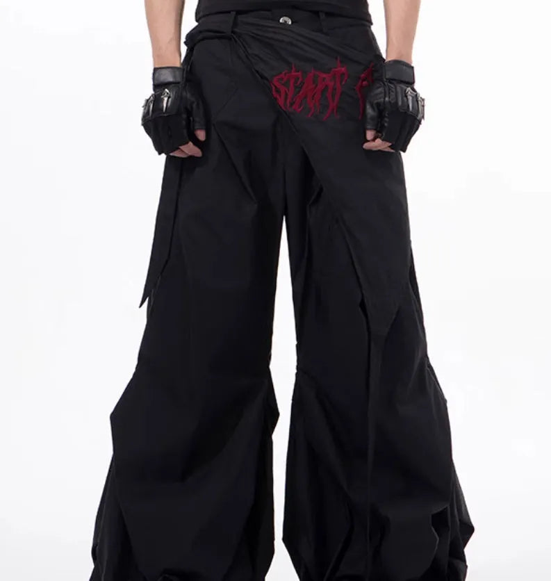 Boys' wide-leg pants in solid black or grey with refined Korean style design
