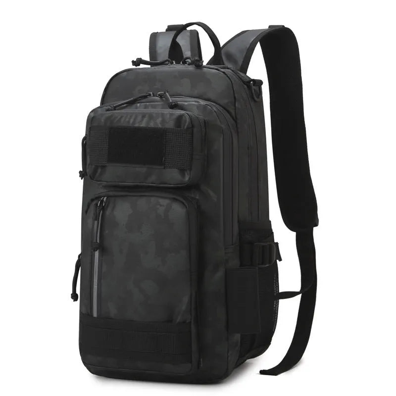 Orange and black outdoor hiking backpack with 20-35 litre capacity