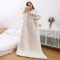 White handwoven wool chenille blanket 6cm thick 100x200cm