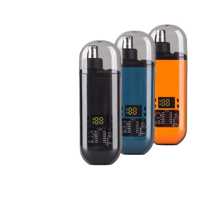 Rechargeable nose hair trimmer with digital display and removable stainless steel cutter head