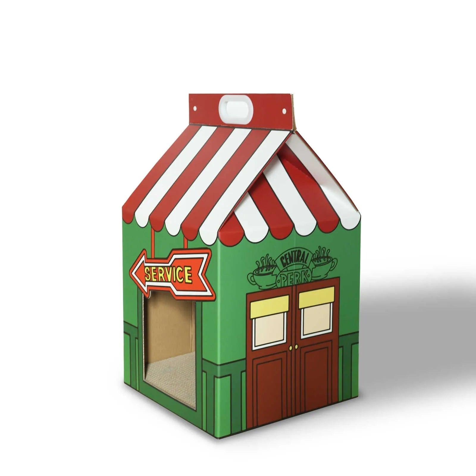 Central Perk theme cat house made from corrugated paper, 56cm height, for scratching and resting