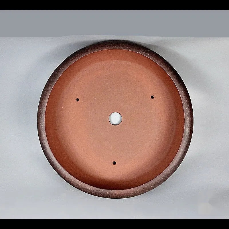 Handmade ceramic flowerpot antique drum ding shape purple sand colour 60x19cm