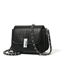 Soft PU women's chain shoulder bag with square shape, sandwich pocket design and mobile phone compartment