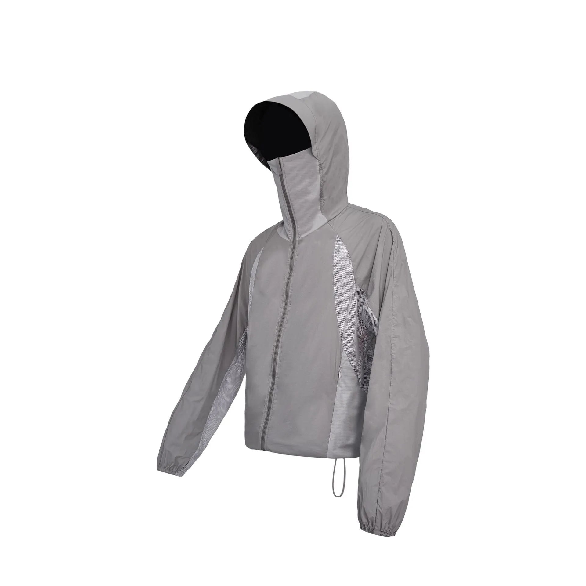 Thin nylon sun protective top with mesh stitching in desert brown colour