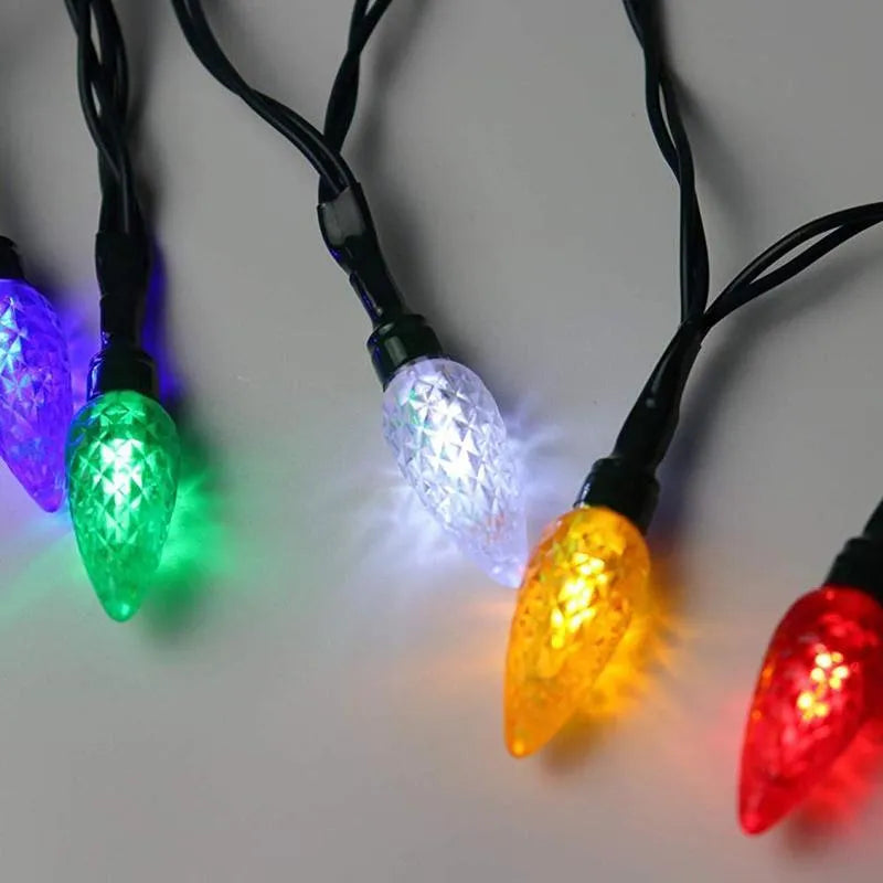 Green USB charging cable with 10 colourful LED lights flashing along its length