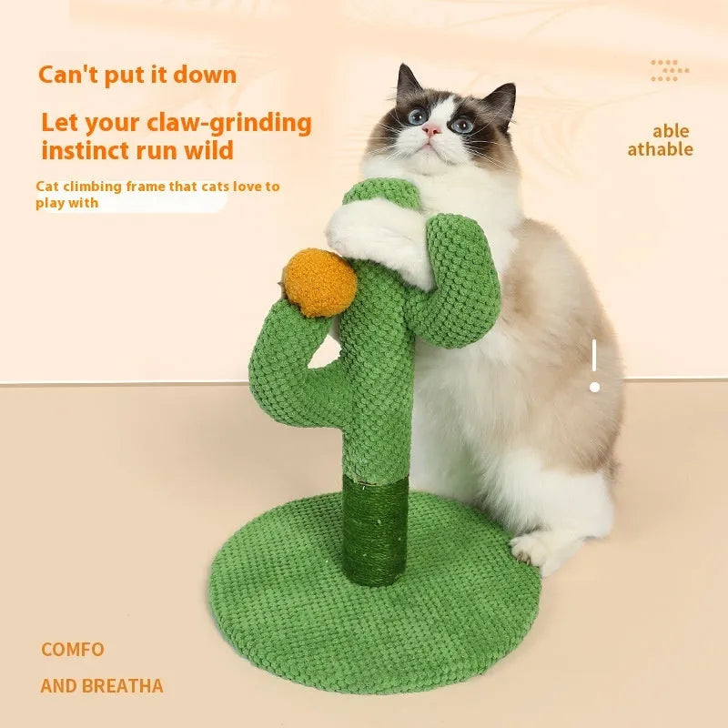 Masson cactus design cat scratch board and climbing pole made from cotton thread