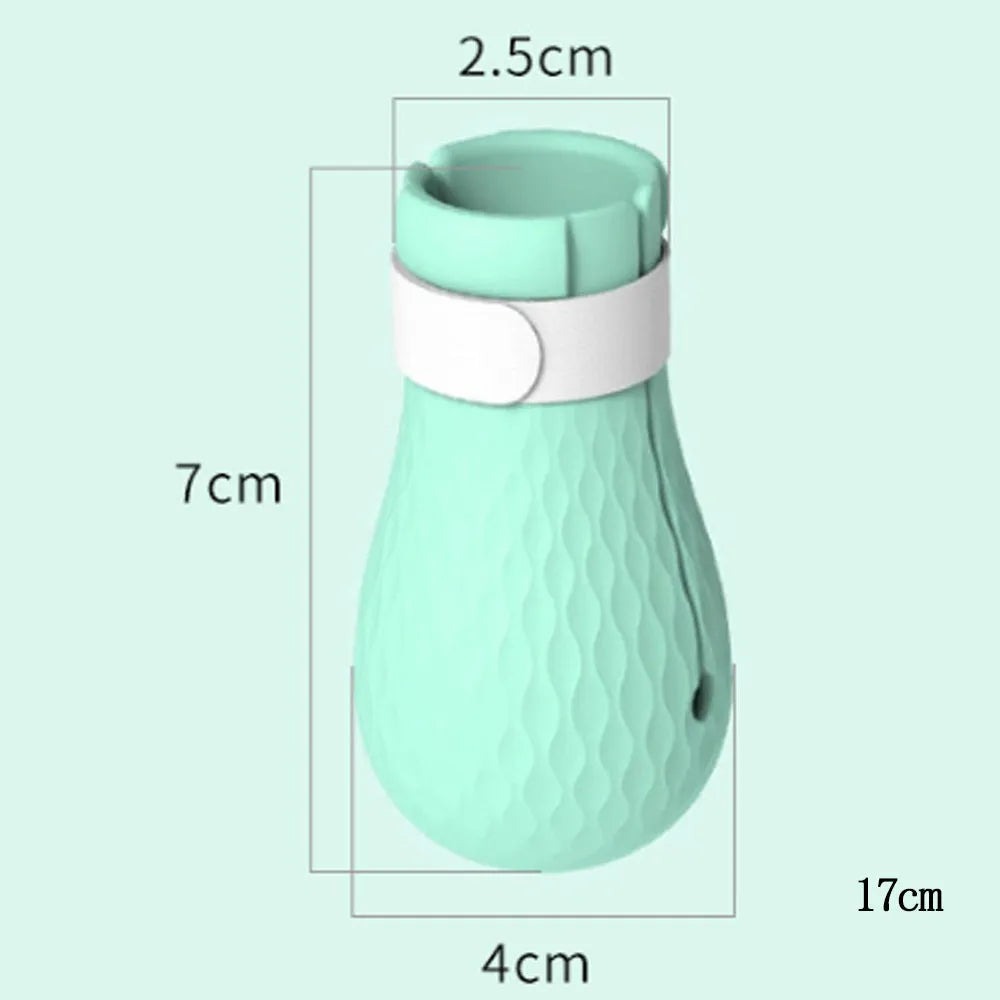 Four silicone cat foot covers designed to protect against scratches during pet care procedures