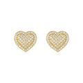 Gold plated heart shaped moissanite stud earrings with sterling silver posts