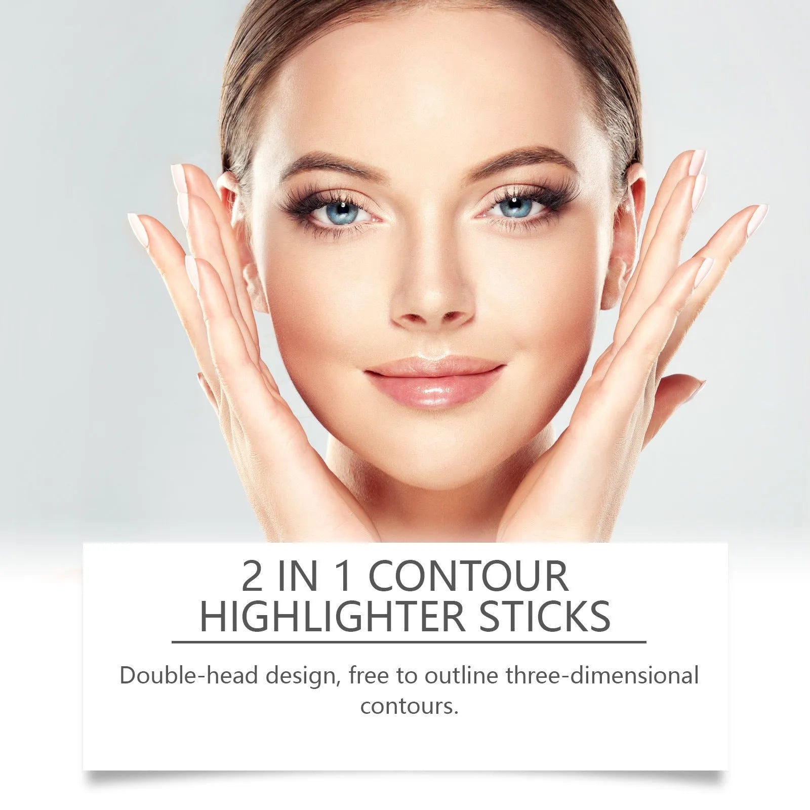 2-in-1 dual-ended brow highlighter pencil in brown shades with outlining and highlighting ends
