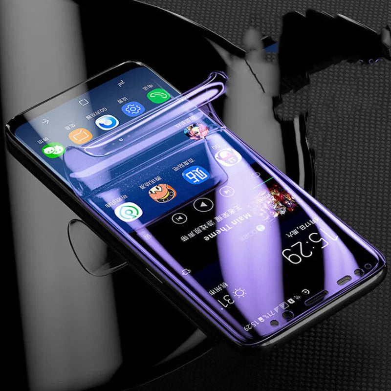 Purple hydro gel screen protector for Samsung curved smartphones S7 edge S8 S9 S10