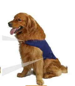 Brown brocade cotton dog tank top for anxiety relief shown on a pet