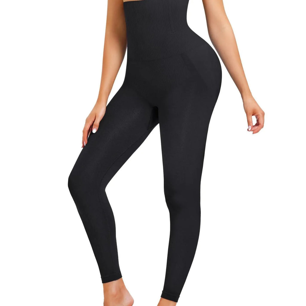 High waist cropped pants made from nylon in black colour