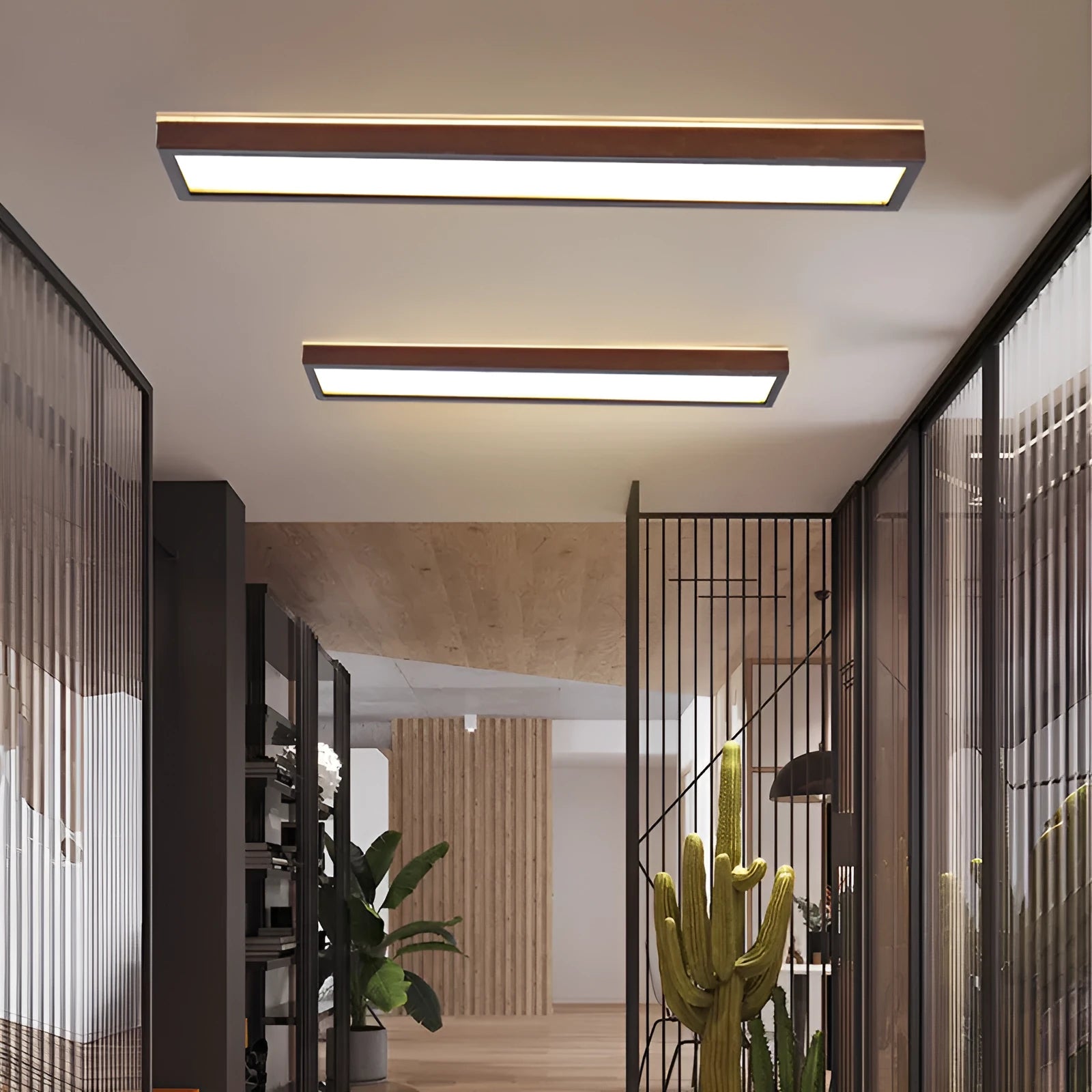 Solid wood long ceiling lamp in new Chinese style with multiple size options