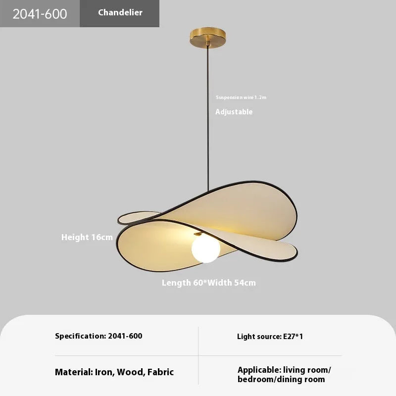 French style artistic fabric chandelier pendant light in modern simplicity design for bedroom ceiling