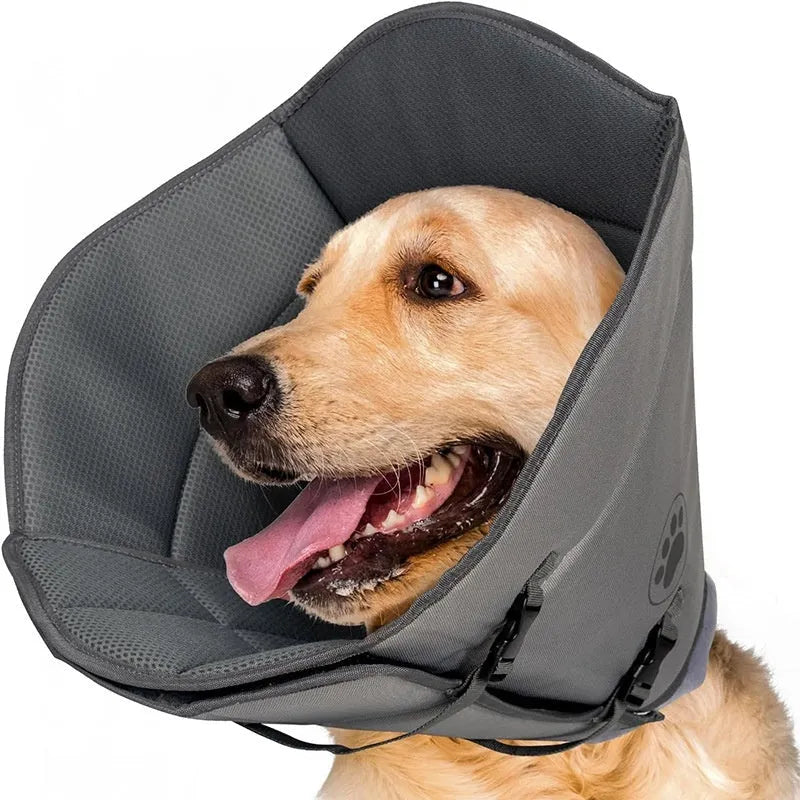 Pet sterilisation collar adjustable ring in polyester material showing L, M, XL sizing options