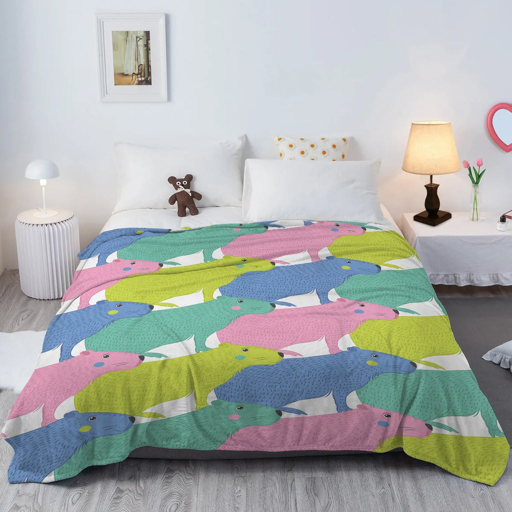 Soft flannel cartoon dolphin pet theme blanket in pink, size 130x150cm