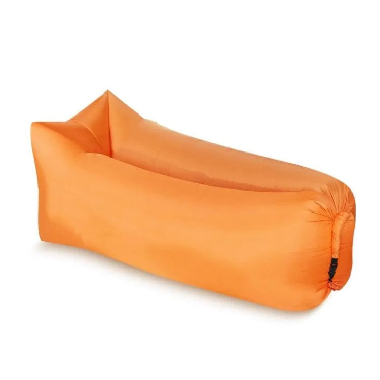 Inflatable lazy sofa in blue on a beach, 240cm polyester airbed for camping