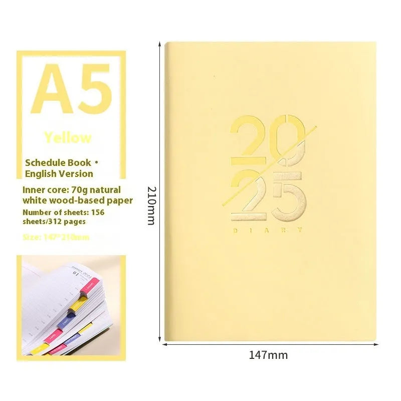 Soft leather A5 daily schedule book with 150 sheets in multiple colour options