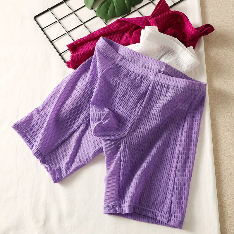 Men's lace fabric shaping boxer shorts with lengthened hip design in multiple colours