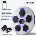 Smart music boxing machine reaction target with LED lights hanging on wall, includes boxing gloves