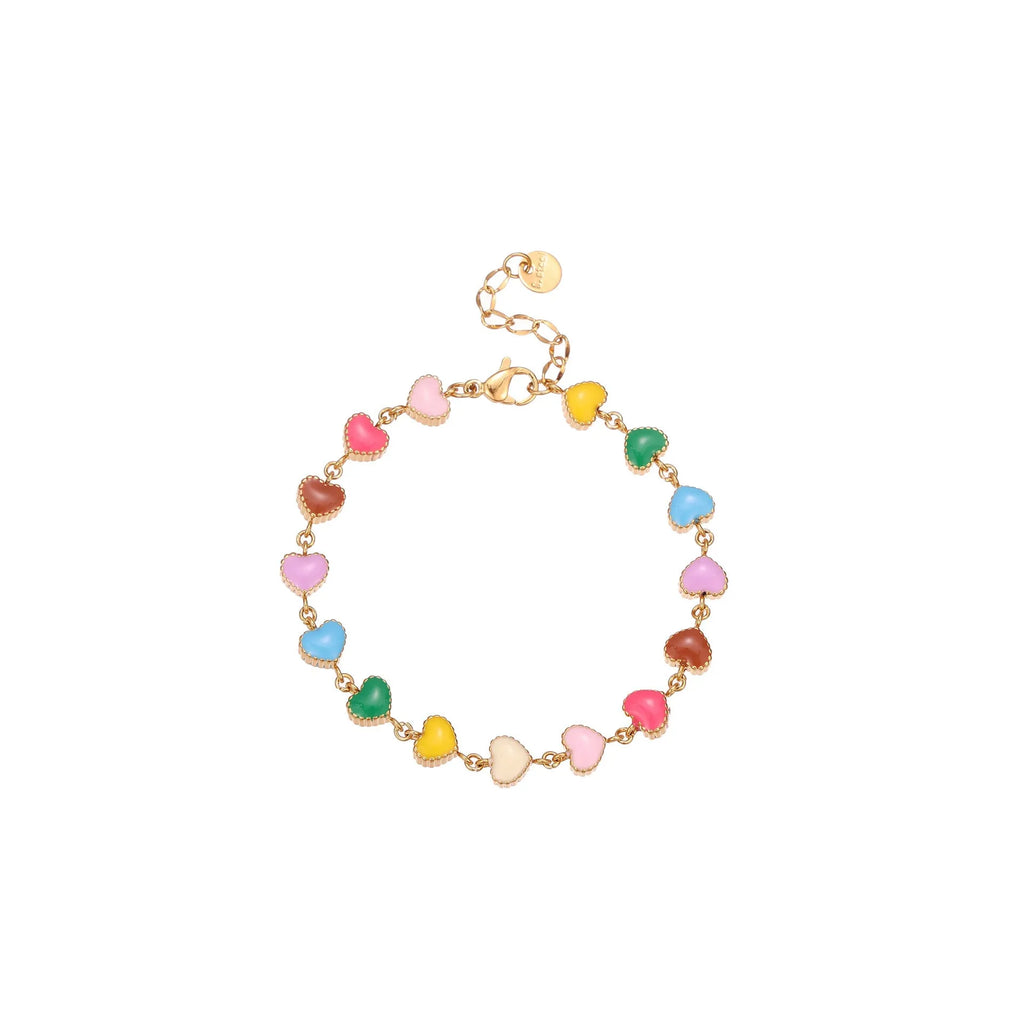 Gold or steel coloured heart-shaped titanium steel bracelet with electroplated finish for women's fashion wear