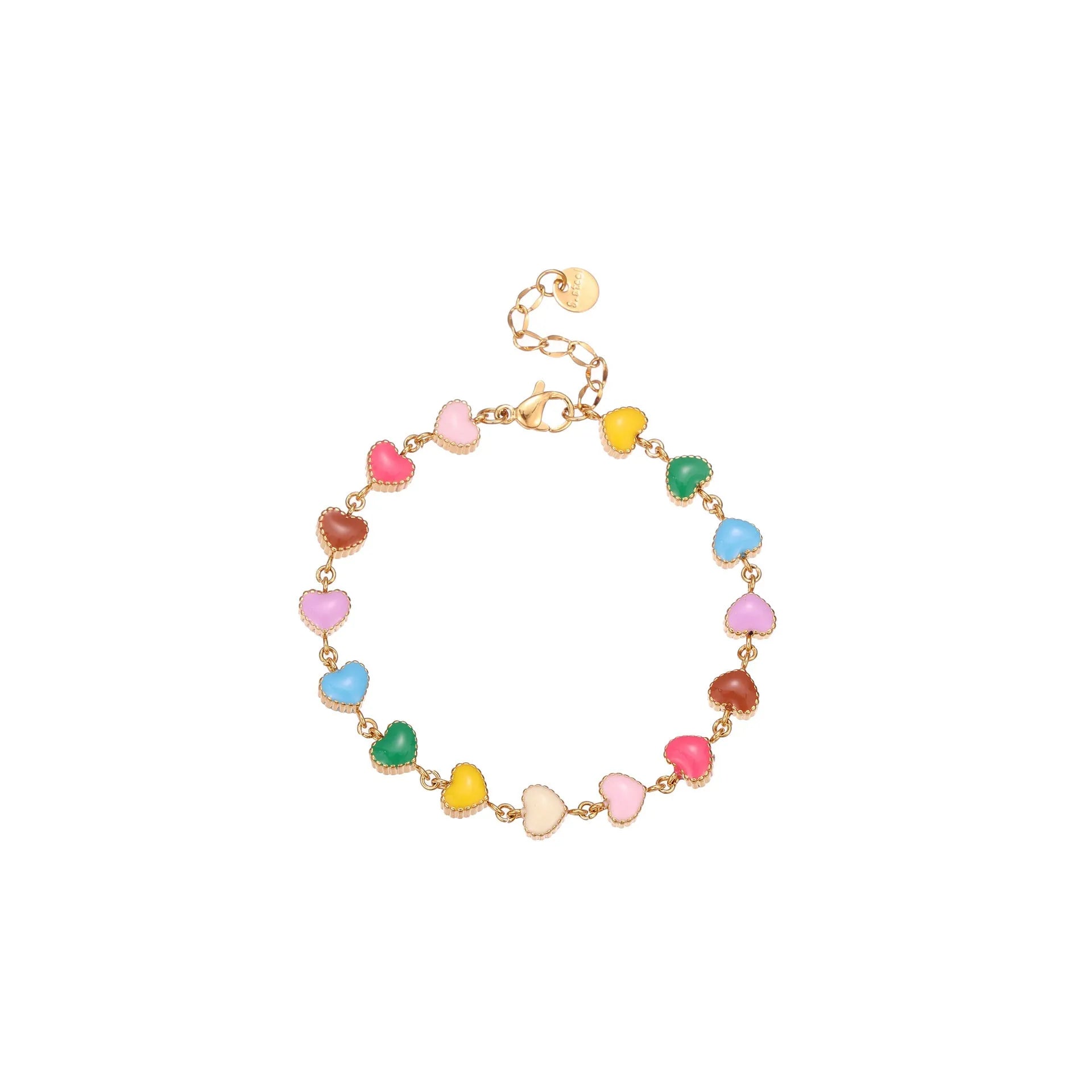 Gold or steel coloured heart-shaped titanium steel bracelet with electroplated finish for women's fashion wear
