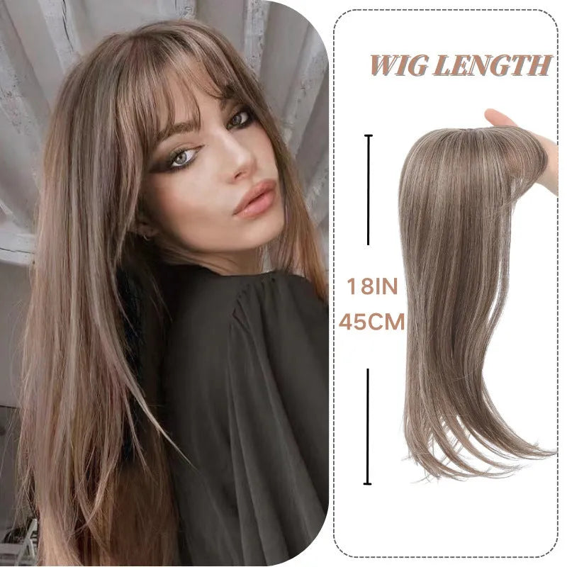 Synthetic high temperature fibre wig hairpiece with inner buckle and hair clip attachment in one of six colour styles.