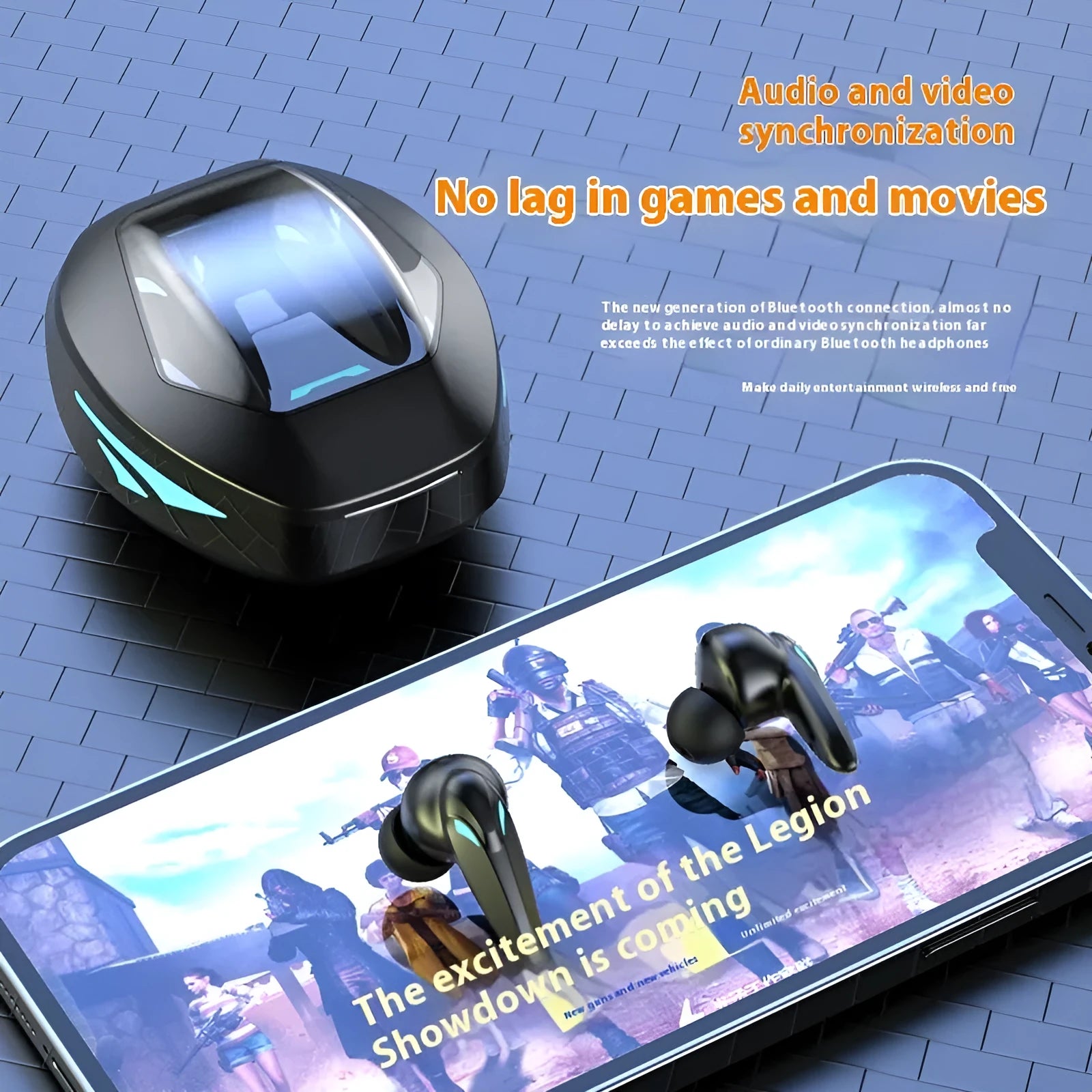 Gaming Headset Bluetooth Headset TG09 Dual Mode Wireless Earbuds with Charging Case PC ABS Black E-Sports Low Latency 10m Range 4-8h Battery