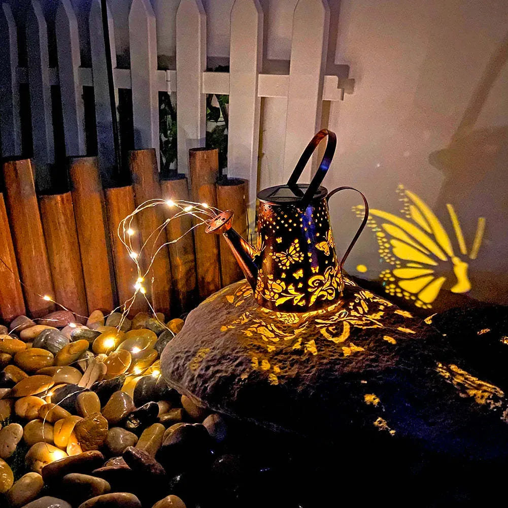 Butterfly pattern solar garden lamp with iron construction for outdoor lighting