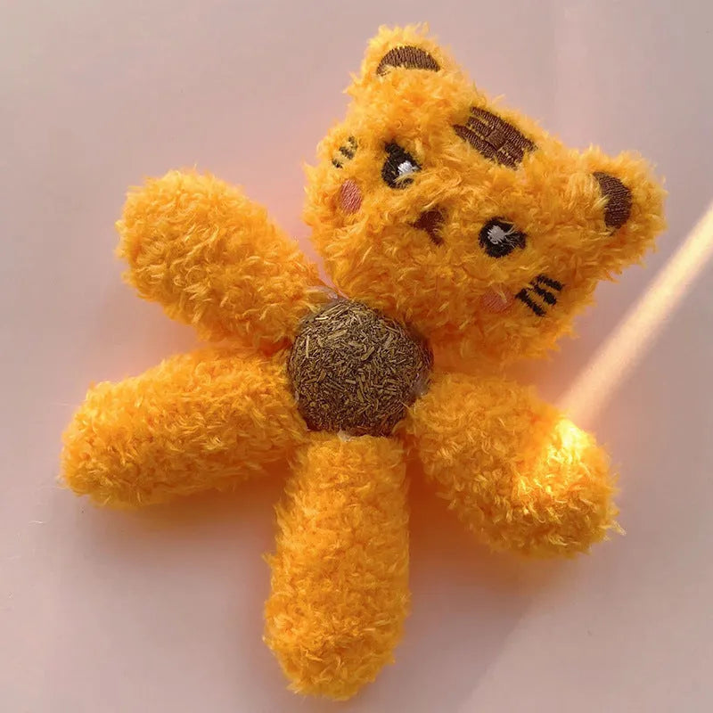 Edible catnip ball chewing toy in animal designs for indoor cat dental care