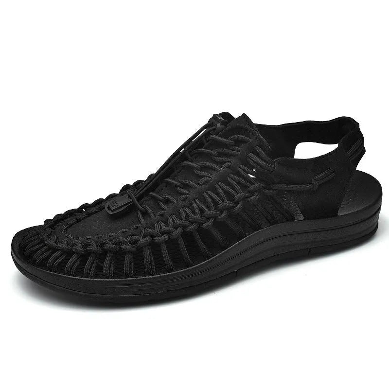 Elastic drawstring tie Roman sandals in multiple colours with a non-slip rubber sole.