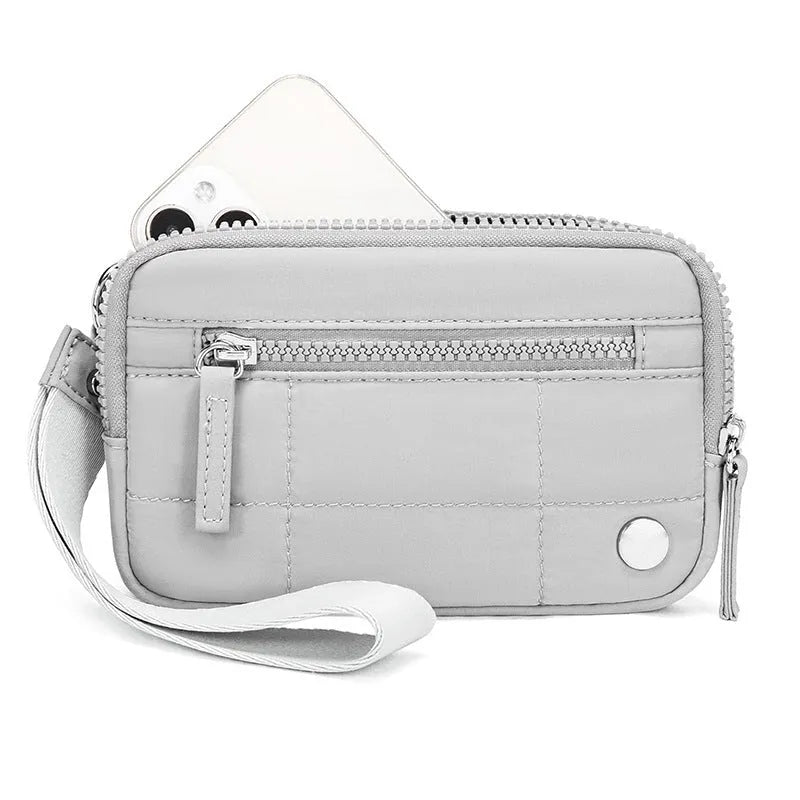 Waterproof quilted handbag with transparent front deck compartment in seven colour options