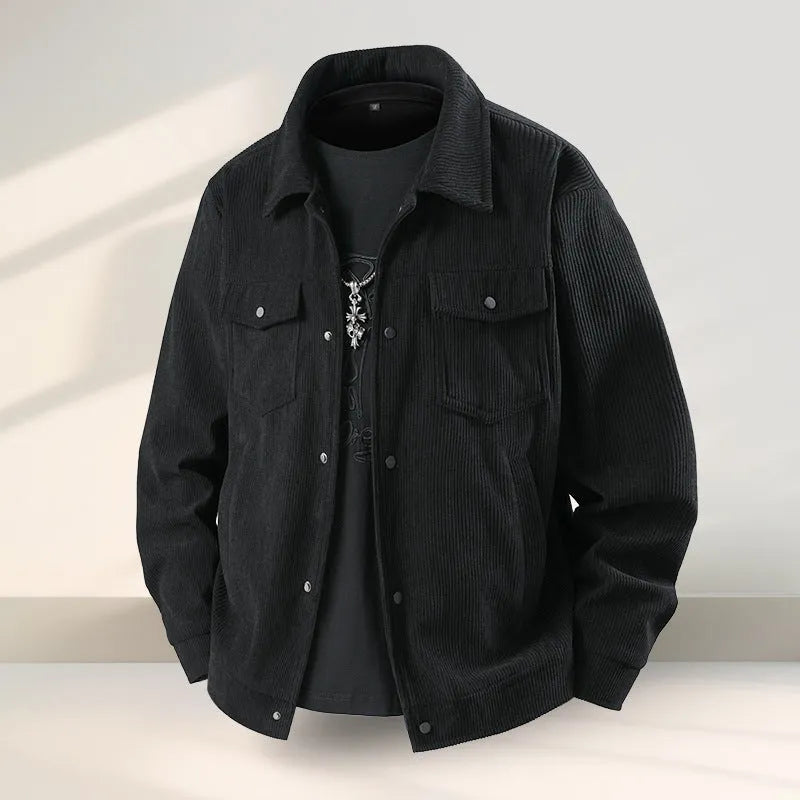 Men's slim fit lycra coat in black with thickening lining, suitable for daily and casual sports wear