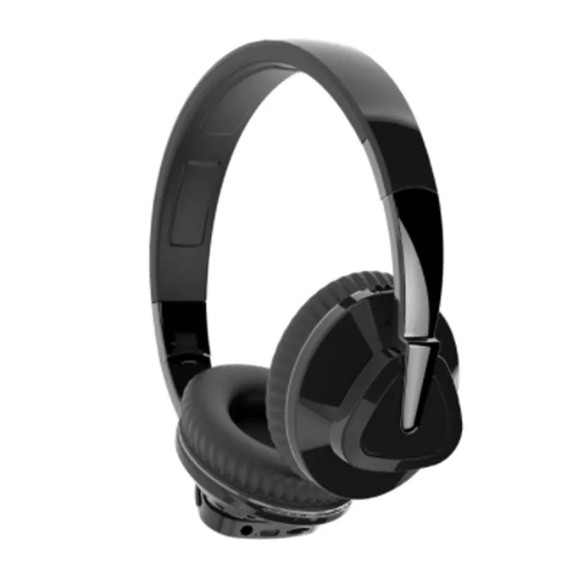 H3 wireless Bluetooth over-ear headset in black, showing earcup with controls, AUX jack, and TF card slot.