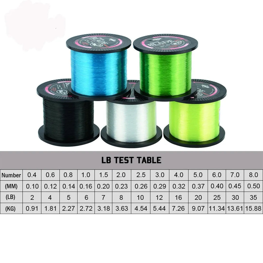 Seaknight1000 M nylon fishing line spool showing colour and diameter options for reel fishing