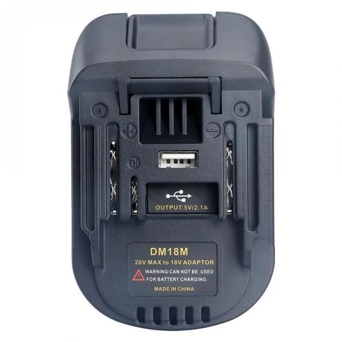 Black Milwaukee DM18M to Makita H99F battery adapter converter for power tools