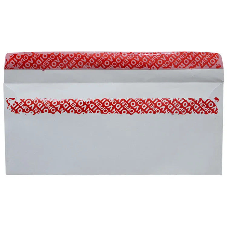 Blue tamper-evident confidential envelope with self-adhesive flap, size 105mm by 240mm.