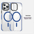 Transparent magnetic phone case for iPhone 15 or 16 series with anti-fall shell in black colour