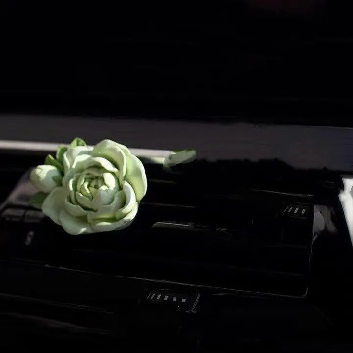 Jasmine car perfume solid air freshener vent clip in beige white or fresh green