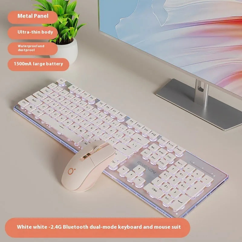 Prewalker V3 retro green coloured quiet keyboard and mouse set on a desk