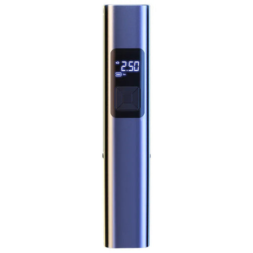 Wireless car air pump with digital display featuring vacuum cleaner function and emergency lighting