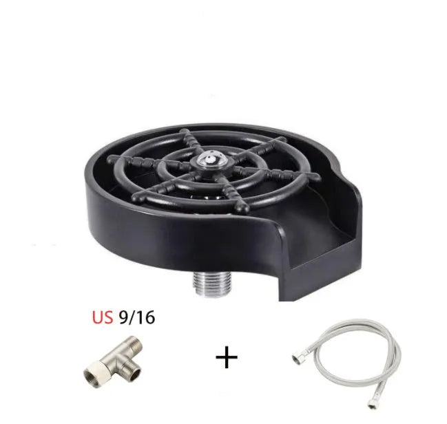Black stainless steel automatic glass washer with ABS base and copper hose
