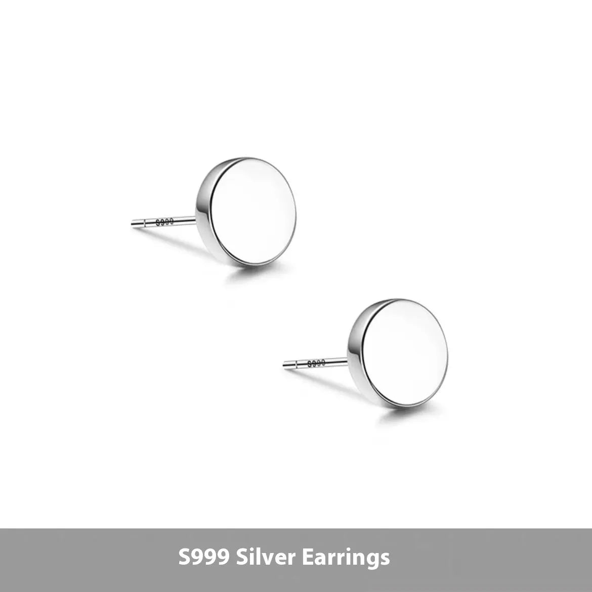 S999 sterling silver flat ear bone stud earrings in silver and black electroplated finishes