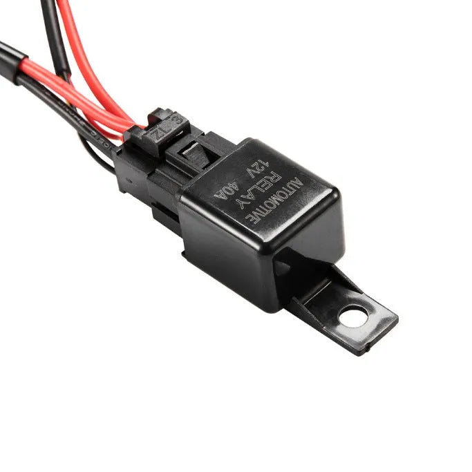 Black off road LED spotlight wiring harness with switch, 2 metres long
