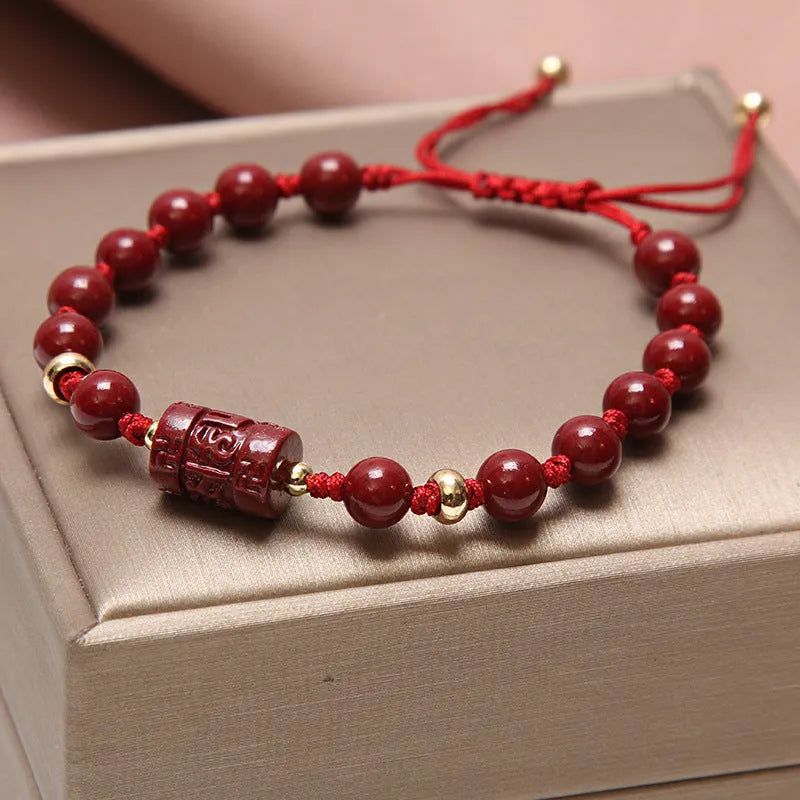 Women's multi-layer crystal bracelet with natural garnet, strawberry quartz, and moonstone pendants in Korean style.