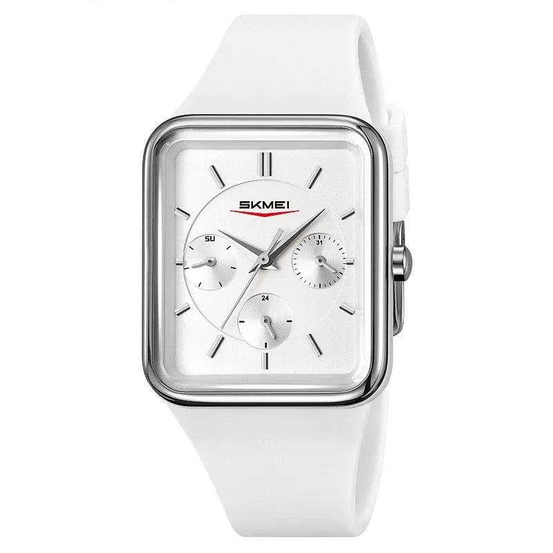 Square digital sports watch for girls with silicone strap in multiple colours