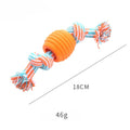 Blue dog chew toy with ropes and textured molar design for teeth cleaning